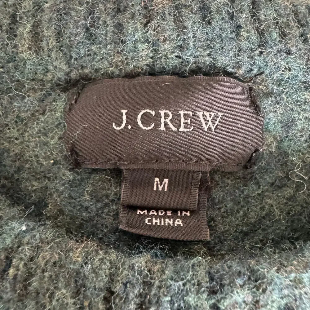 J. Crew Men's Forest Green 100% Lambswool Crewneck Sweater Size Medium 07939